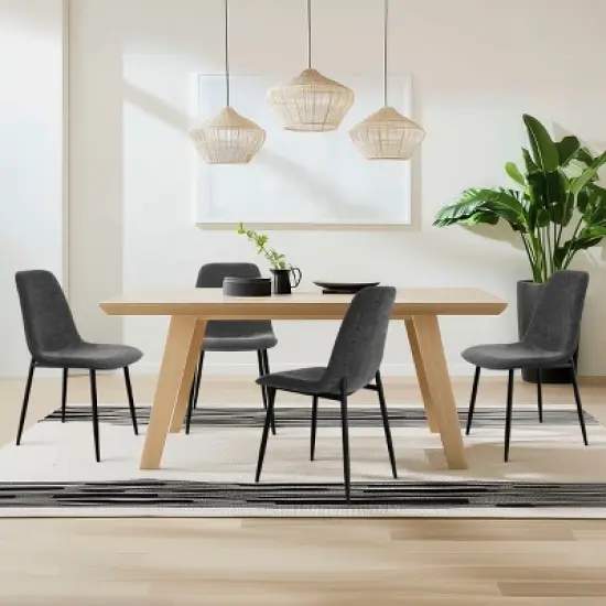 Set of 4 Upholstered Dining Chairs with Metal Legs, Modern Fabric Accent Kitchen Chairs for Dining Room or Small Spaces-Maison Boucle image {10}