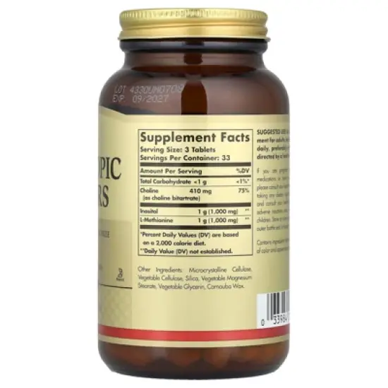 Solgar Lipotropic Factors, 100 Tablets image {1}