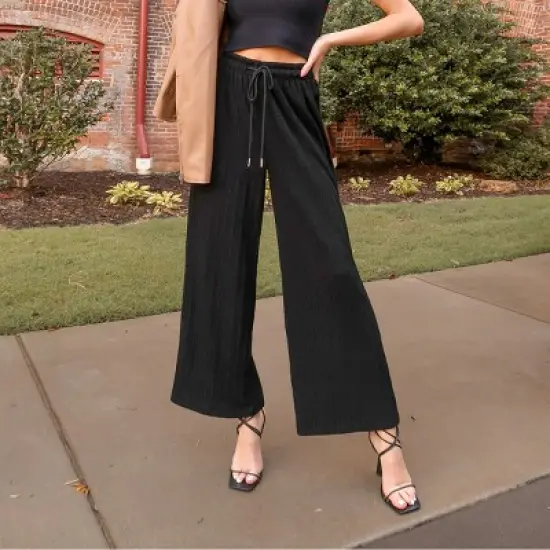 Women's Drawstring Waist Straight Leg Pants - Cupshe image {2}