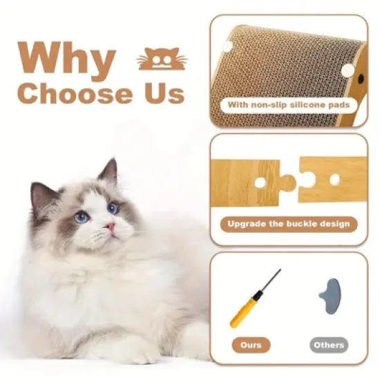 2PCS 23.6" L-Shape Three-dimensional Cat Scratching board, Cat Scratching Post with Ball toy wall Mounted, For Indoor Cats, Large Cat Scratching board image {1}