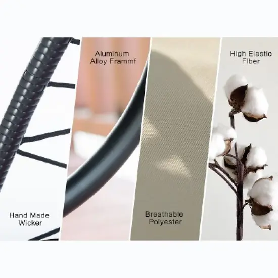 Egg Chair with Stand Indoor Outdoor Swing Chair Patio Wicker Hanging Egg Chair Hanging Basket Chair Hammock Chair with Stand for Bedroom Room Balcony image {12}