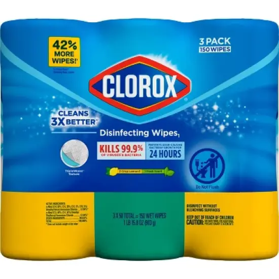 Clorox Lemon Disinfecting Wipes - 50ct/3pk image {1}