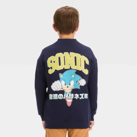 Boys' Sonic the Hedgehog Letterman Jacket - Navy Blue image {1}