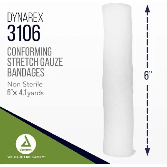 Dynarex Conform Stretch Gauze Bandage Rolls 6" x 4.1yd, 6 Count image {1}