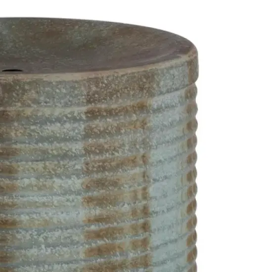 NAYSAYE Fountain Modern Cylinder Tower Water Feature with Ribbed Design for Outdoor Garden, Antique Blue, 19.3"*19.3"*43.3" image {2}