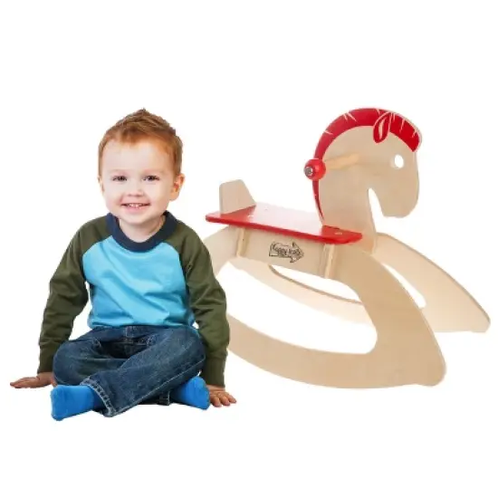 Rocking Horse Ride-on Toy for Children-Classic Wooden Rocker-Helps Develop Strength, Balance and Coordination- Fun for Boys and Girls image {2}