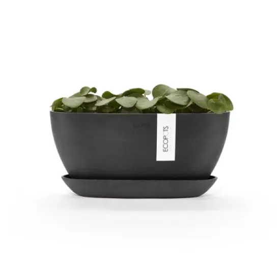 Ecopots Sofia Durable Modern Oval Indoor/Outdoor Recycled-Based Composite Flower Pot Planter w/ Water Reservoir image {4}