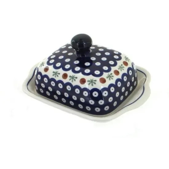 Blue Rose Polish Pottery 858 Zaklady Square Butter Dish image {5}