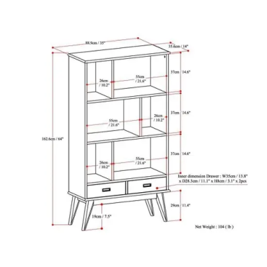 Tierney Solid Hardwood Mid Century Wide Bookcase and Storage Unit - Wyndenhall image {10}