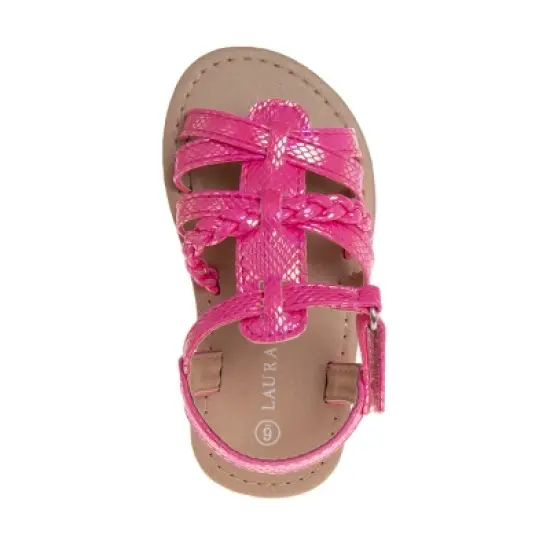 Laura Ashley Girls Hook and Loop Strappy Gladiator Sandals. (Toddler/Little Kids). image {3}