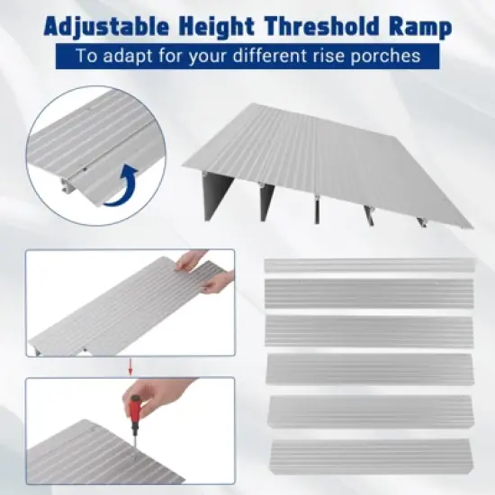 Door Ramp, Threshold Ramp 4'' Rise - 320kg Capacity Aluminum Floor Transition Strip for Wheelchair, Scooter, Motorhome, Pets, Truck image {4}