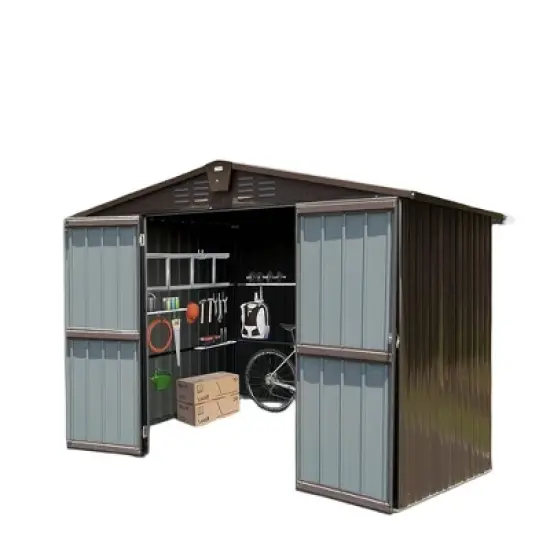 NicBex Durable Metal Storage Shed with Lockable Door Weatherproof Galvanized Steel Garden Shed for Backyard, Lawn, Patio image {2}