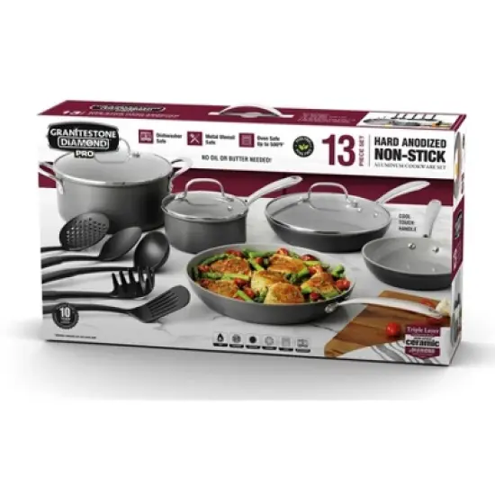 Granitestone Pro Hard Anodized 13 Piece Nonstick Cookware Set with Utensils image {3}