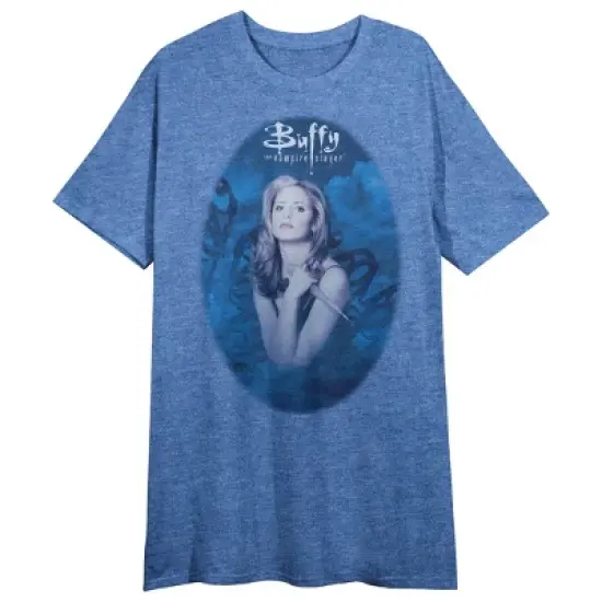 Buffy The Vampire Slayer Buffy Crew Neck Short Sleeve Blue Heather Women's Night Shirt image {2}