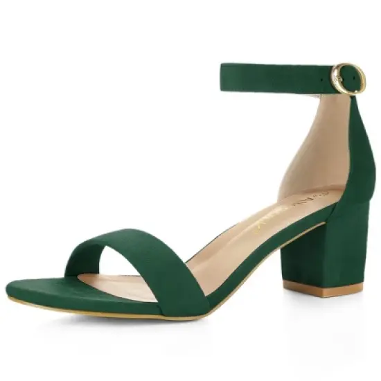Allegra K Women's Open Toe Block Ankle Strap Heel image {10}