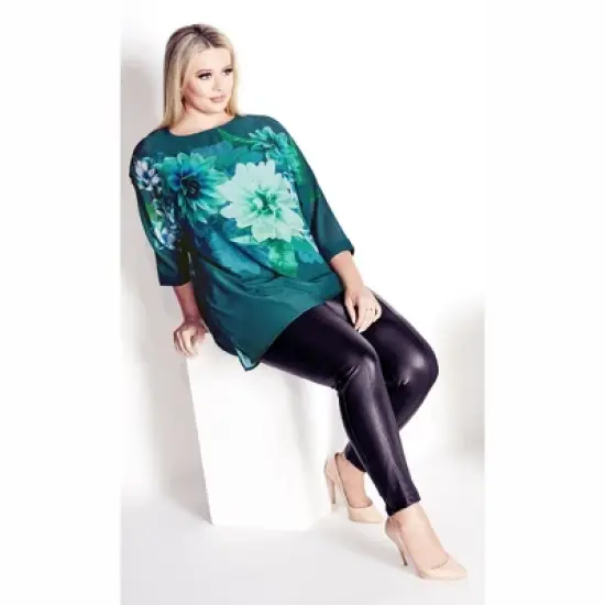 Women's Plus Size Violetta Top - teal floral | AVE STUDIO image {8}