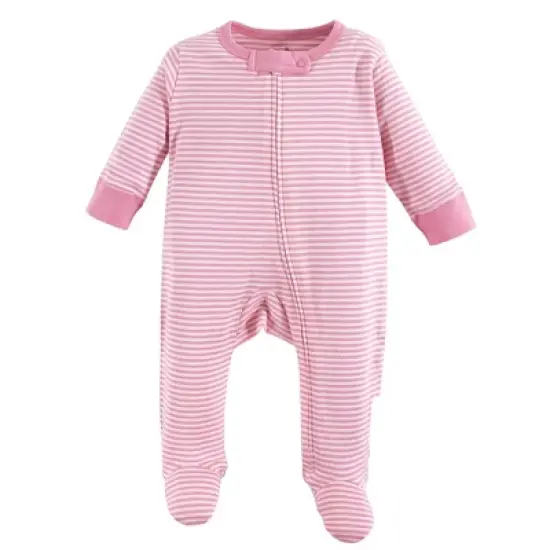 Touched by Nature Baby Girl Organic Cotton Zipper Sleep and Play 3pk, Garden Floral image {2}