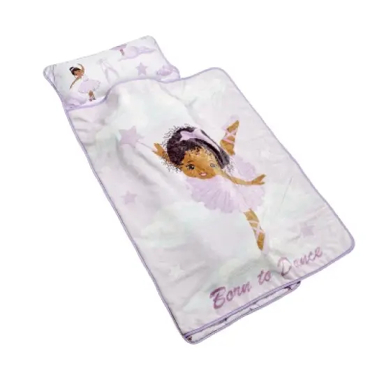 EVERYDAY KIDS Toddler Nap Mat &ndash; Ballerina &ndash; Soft Microfiber, Rollup with Handle & Pillow, for Preschool, Daycare, or Travel image {4}