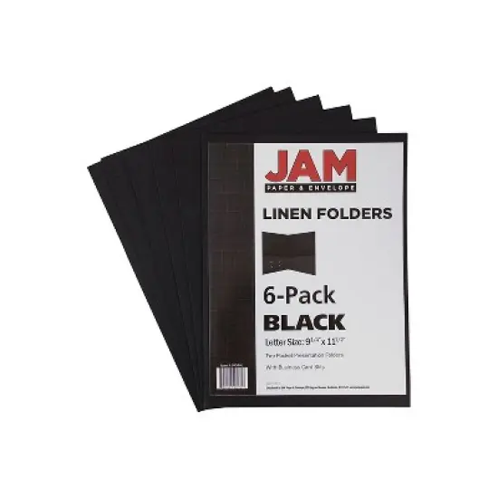 JAM Paper Linen 2-Pocket Portfolio Folder Black 6/Pack (99594d)  image {5}