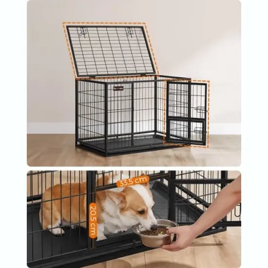 Feandrea Heavy-Duty Dog Crate, Metal Dog Kennel and Cage with Removable Tray, for Small and Medium Dogs image {4}