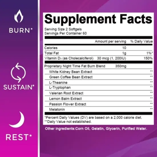 B Beworth Night Time Fat Burner Capsules, 120ct image {1}