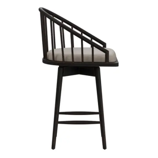 Braddock Spindle Back Memory Return Swivel Counter Height Barstool Rubbed Black - Hillsdale Furniture image {3}