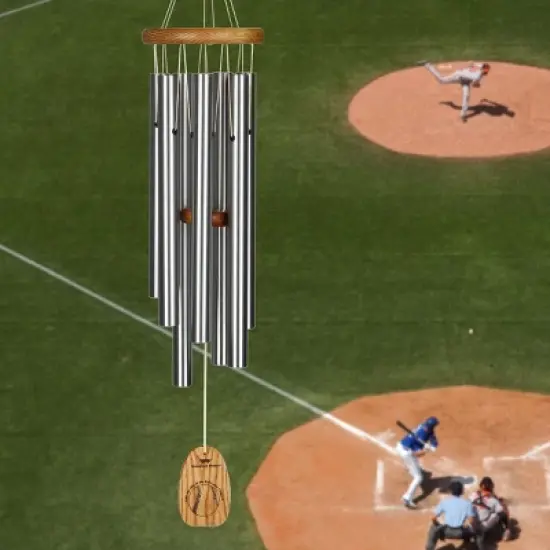 Woodstock Wind Chimes Signature Collection, Take Me Out to the Ball Game Chime,  27'' Silver Wind Chime TMOC image {1}