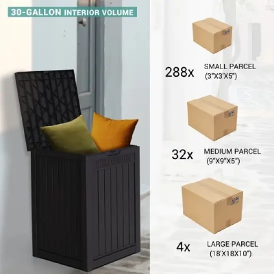 Chic Crate-Package Delivery Box, Large Lockable Storage Box, Double-Wall Resin Outdoor Package Delivery And Waterproof Deck Box For Porch, Patios image {2}