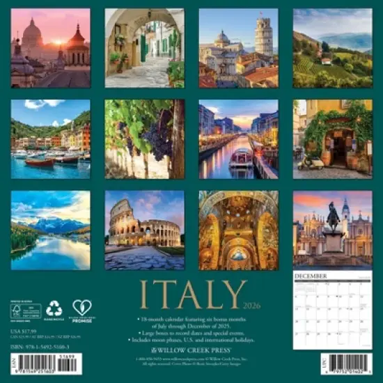 Willow Creek Press 2026 Italy Wall Calendar image {1}