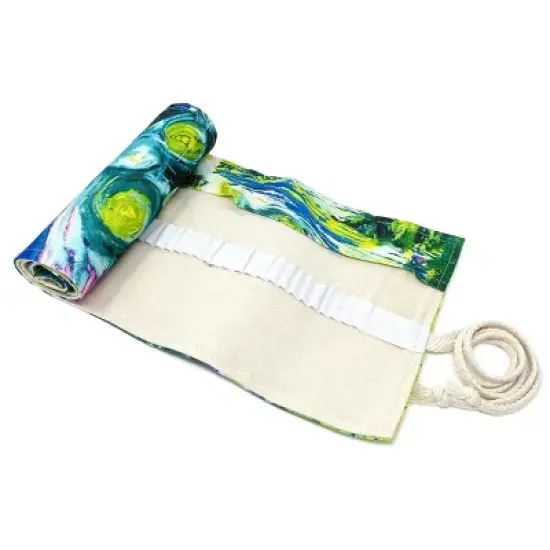 Wrapables Pencil Roll Organizer, Colored Pencil Wrap Pouch (72 slots), Green Scream image {1}