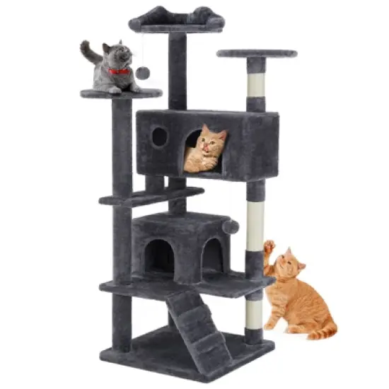 Etelifrank Tall Cat Tree with Condo and Playroom - 54-Inch Multi-Level Indoor Cat Tower image {3}