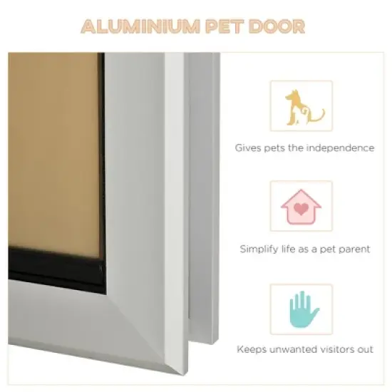 PawHut 2 Way Locking Dog Door, Aluminum Doggy Pet Door for Wall, Fast Installation, with Magnetic Closure, Locking Panel, Weatherproof, Insulating image {4}