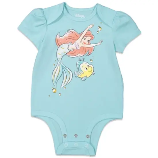 Disney Princess Ariel Cinderella Belle 3 Pack Short Sleeve Bodysuits  image {1}