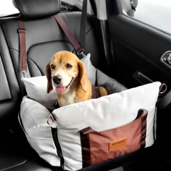VEVOR Dog Car Seat, Waterproof Dog Booster Seat for Car with Side Handles and A Storage Pocket, Clip-On Safety Leash and PP Cotton Filling image {1}