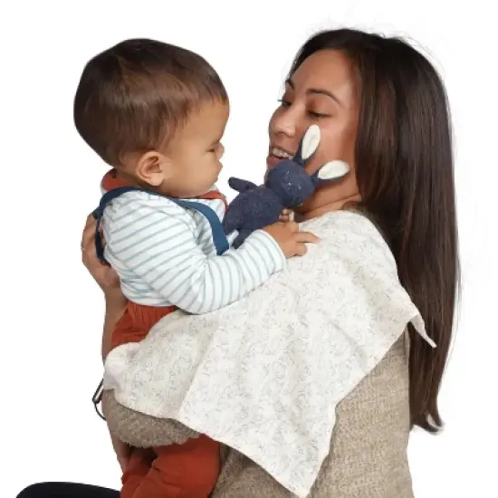 Manhattan Toy Embroidered Plush Bunny Baby Rattle + Soft Cotton Burp Cloth, 16 x 16 Inches image {6}