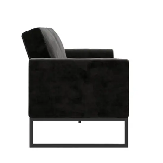 Adley Velvet Fabric Coil Futon with Metal Base - CosmoLiving by Cosmopolitan image {5}