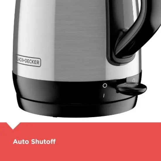BLACK+DECKER 1.7L Cordless Electric Kettle, KE1700SD, Rapid Boil, Auto Shutoff, Stainless Steel image {3}
