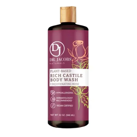DR.JACOBS NATURALS Plant Based Castile Rose Body Wash-Hypoallergenic-Dermatologist Tested-Sulfate-Free- image {6}