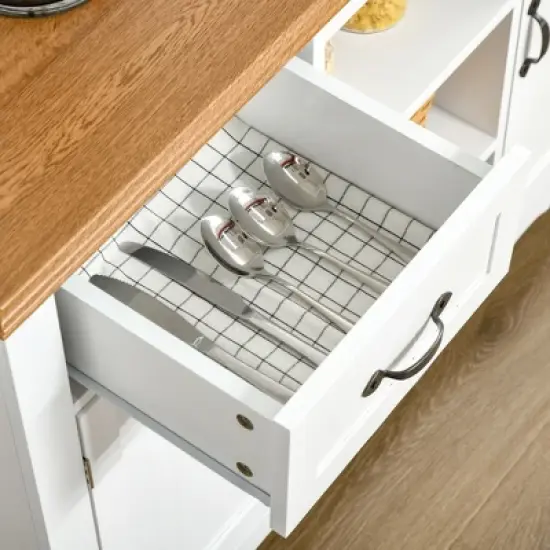 HOMCOM 42" Accent Sideboard, Serving Buffet Cabinet, Coffee Bar Cabinet with Storage Drawers and Adjustable Shelves for Living Room, or Kitchen, White image {4}