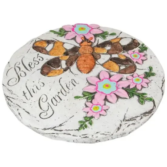 Northlight 10" Bless this Garden Outdoor Floral Garden Stone image {2}