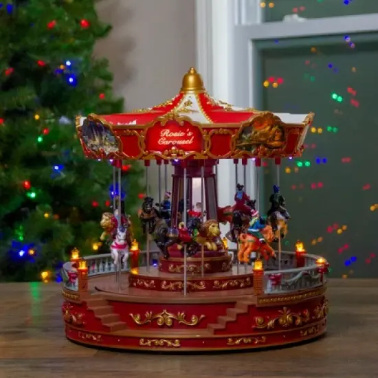Northlight 14" LED Lighted Animated and Musical Carousel Christmas Decoration image {1}