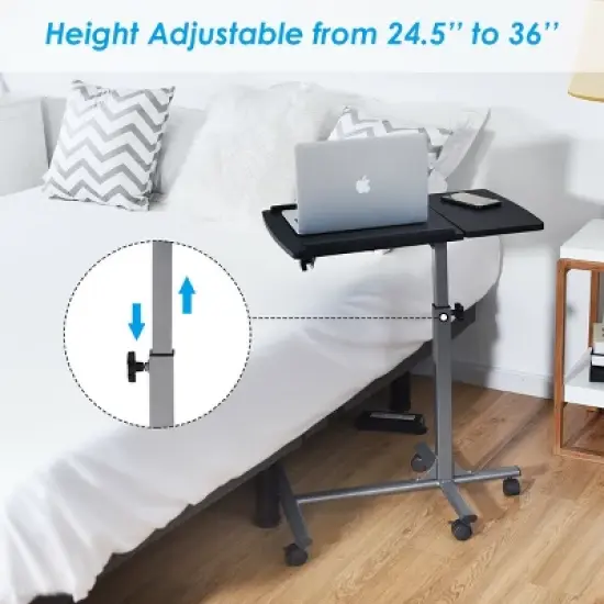 Costway Adjustable Angle & Height Rolling Laptop Notebook Desk Stand Over Sofa Bed Table image {5}