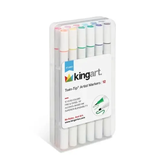 KINGART Twin-Tip Sketch Markers, Alcohol-Based, 12 Colors image {6}