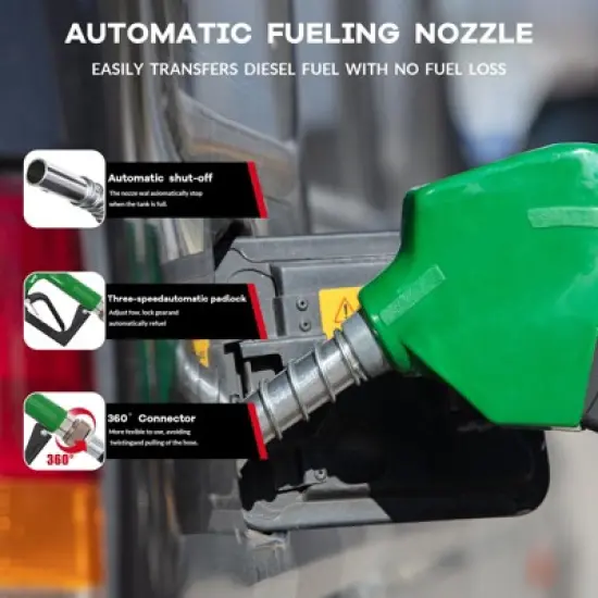 Portable Fuel Tank - 116 Gallon with 12V Electric Transfer Pump (10.6 GPM), Auto Shut-Off Nozzle, 360&deg; Swivel Hose for Truck/Tractor/Farm/Marine image {2}