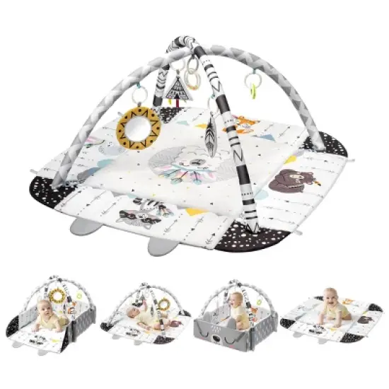 BabyBond Baby Gym Play Mat, 8 in 1 Tummy Time Mat with 5 Toys, Washable Baby Activity Play Mat for Visual, Hearing, Sensory, Motor Development image {5}