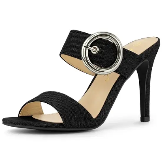 Allegra K Women's Buckle Stiletto Heels Slide Sandals image {7}
