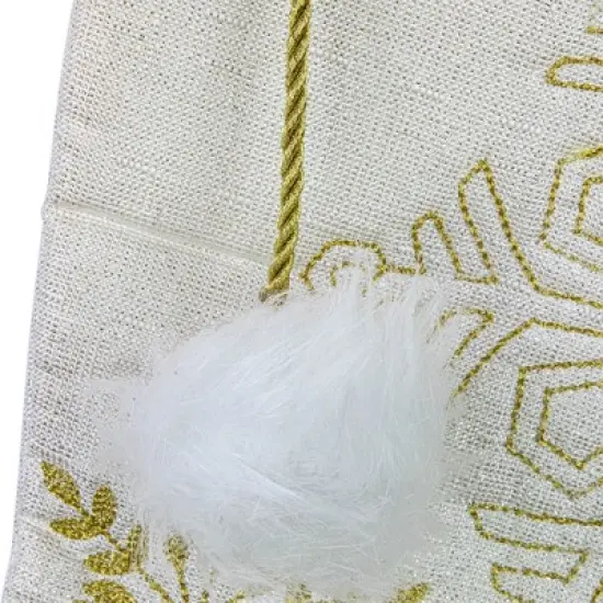 Northlight 20" Cream with Gold Snowflakes Christmas Stocking with Faux Fur Cuff image {5}