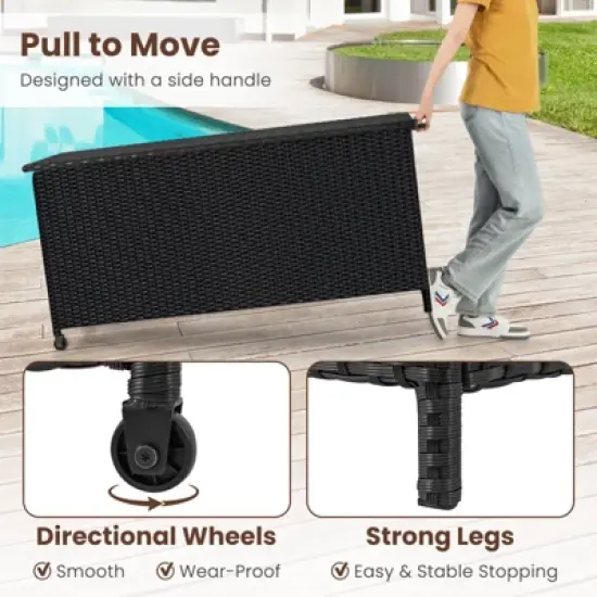 WELLFOR 85gal Outdoor Storage Container with Waterproof Liner and Universal Wheels Black image {7}