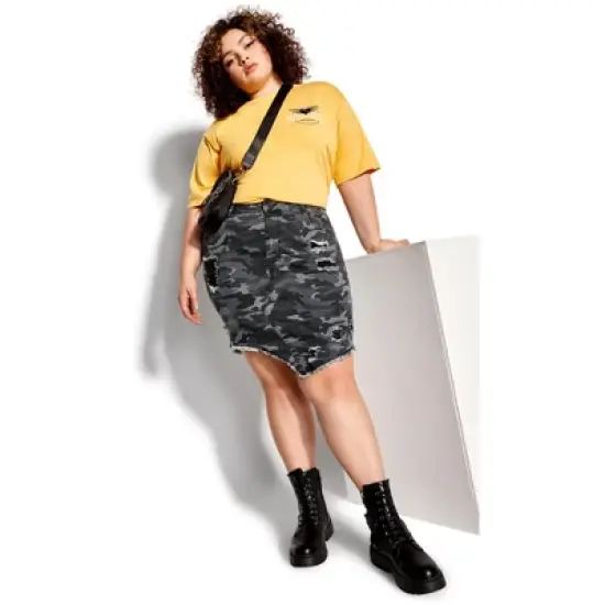 Women's Plus Size Tessa Ripped Skirt - black camo | SOCIETIE+ image {3}