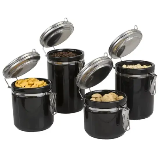 Home Basics 4 Piece Canister Set with Stainless Steel Tops image {4}